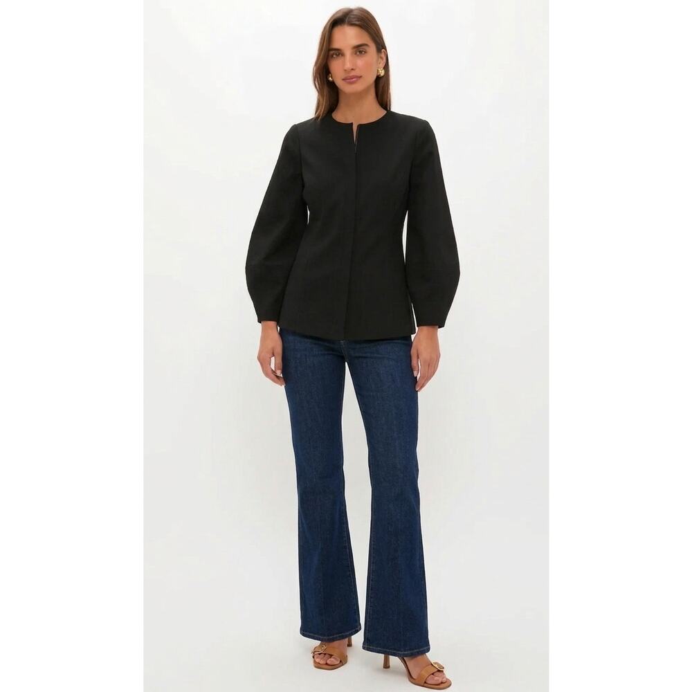 Tuckernuck Structured Rhoda Tunic Top Size 8 Black Long Sleeve Zip Front Blouse